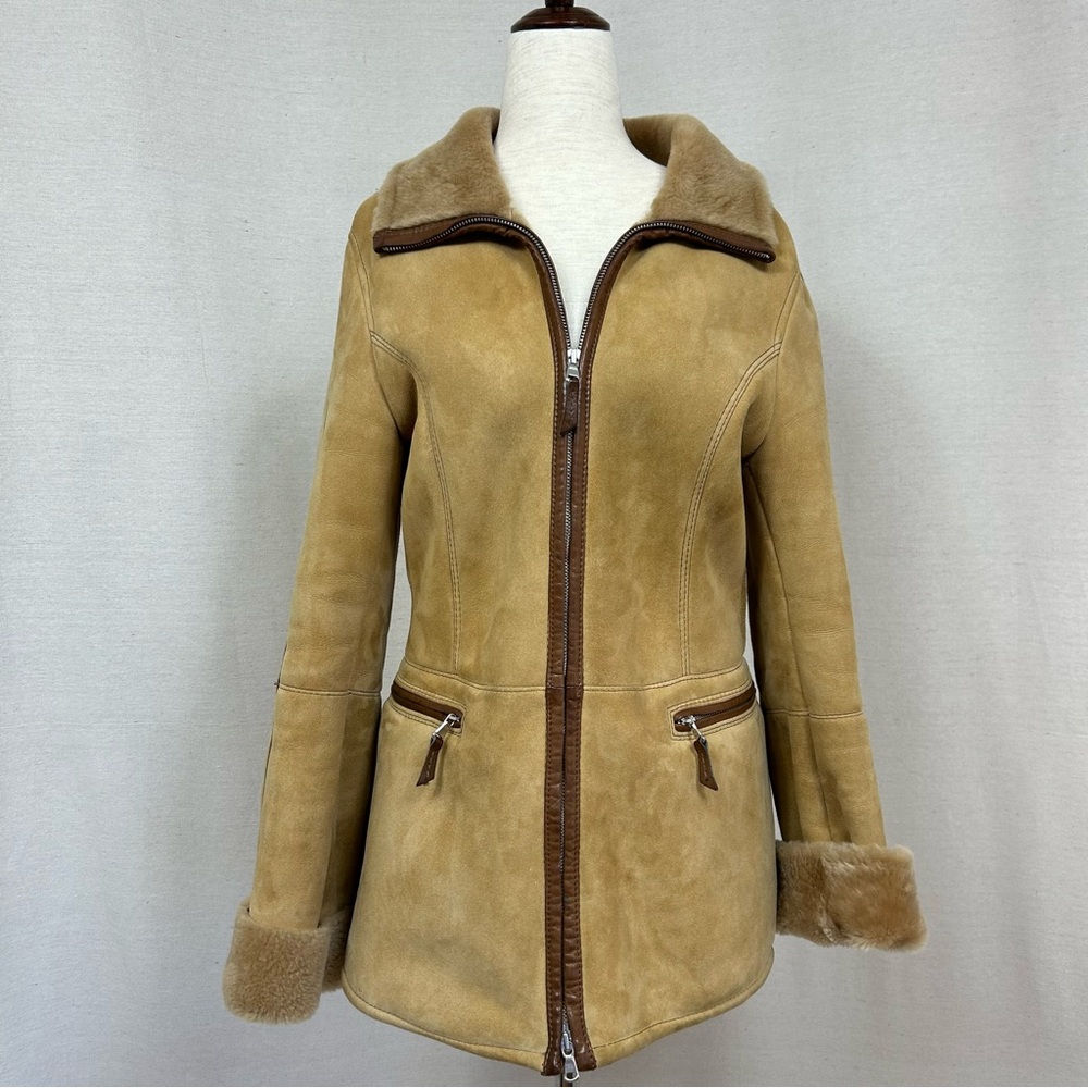 GIMO’S Original Shearling Leather Vintage Women’s Coat Jacket